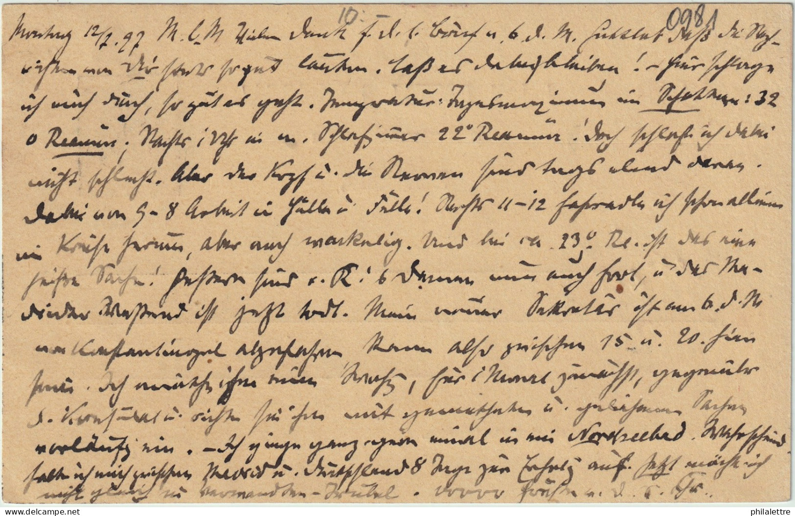 ESPAGNE / ESPAÑA - 1897 Fechador MADRID / (1) Sobre Postal 10c Carmin/amarillo Ed.31A A BERLÍN, Alemania - Lettres & Documents