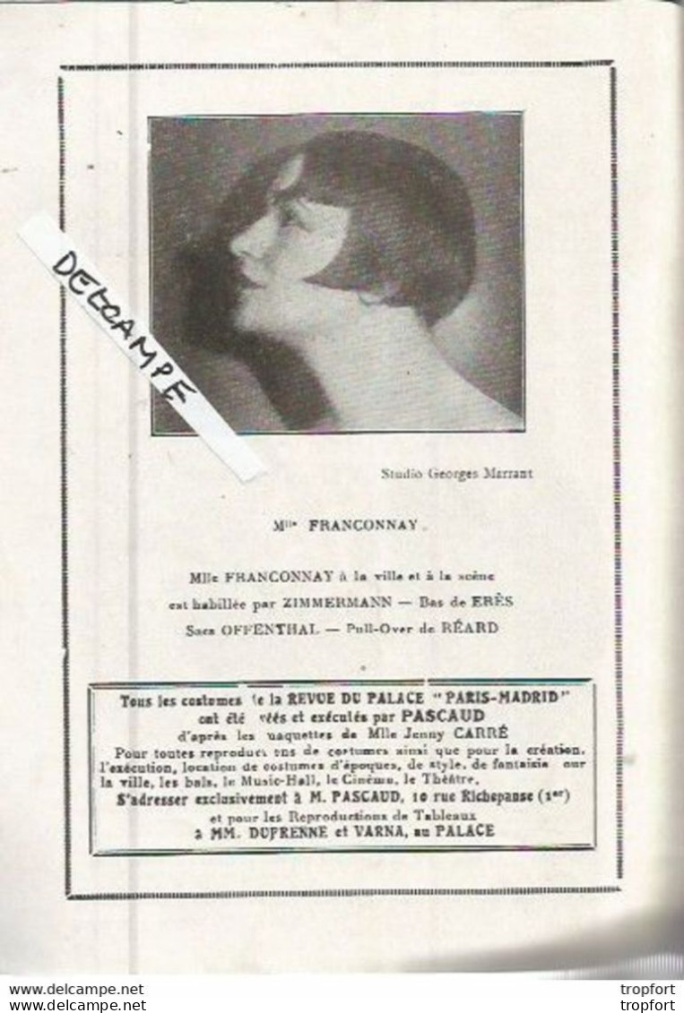 Old Program Dance Spain Argentina / Programme Théatre PALACE DANSE ESPAGNOLE Madrid Music Hall - Programme