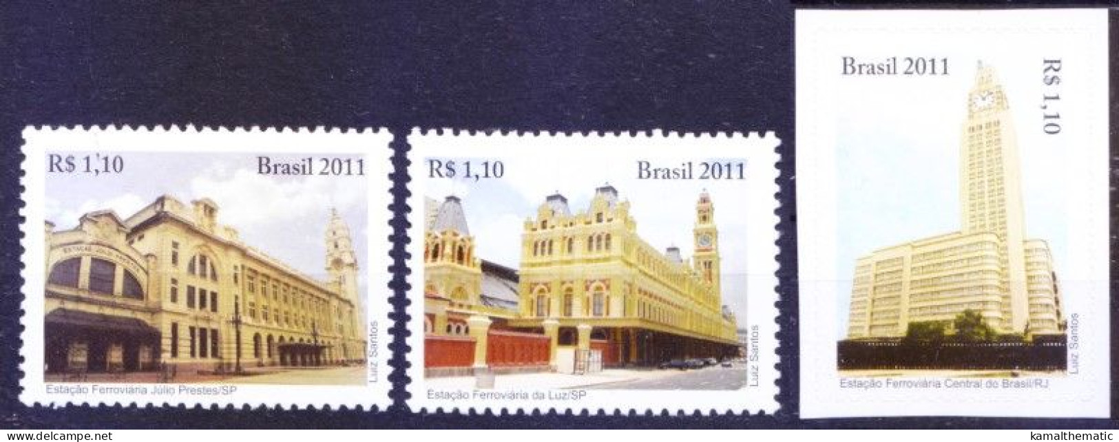 Brazil 2011 MNH 3v, Train Railway Station, Architecture - Trains