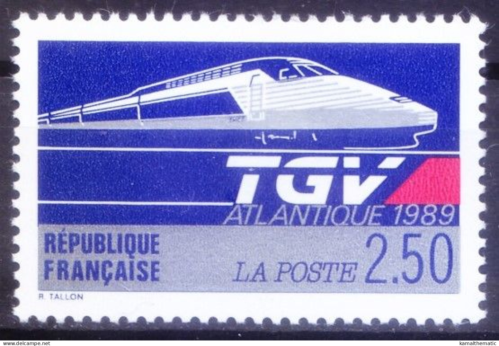 France 1989 MNH, The TGV Atlantique, Railways, Train - Treni