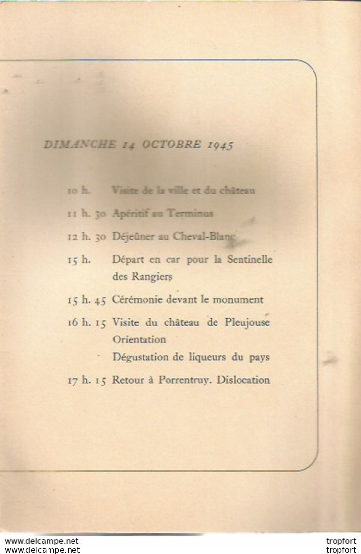 Programme PORRENTRUY 1945 Journée D'amitié ARMEE FRANCAISE AJOIE Militaria War - Programas