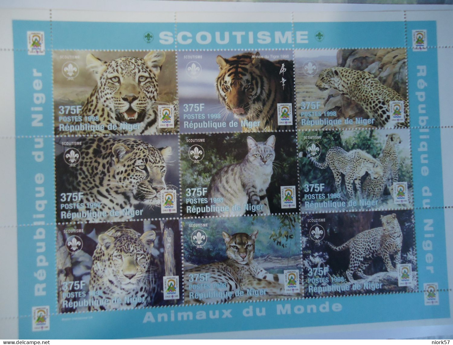 NIGER MNH   SHEET 1998 ANIMALS   TIGER -SCOUTISME  SCOUTS - Félins