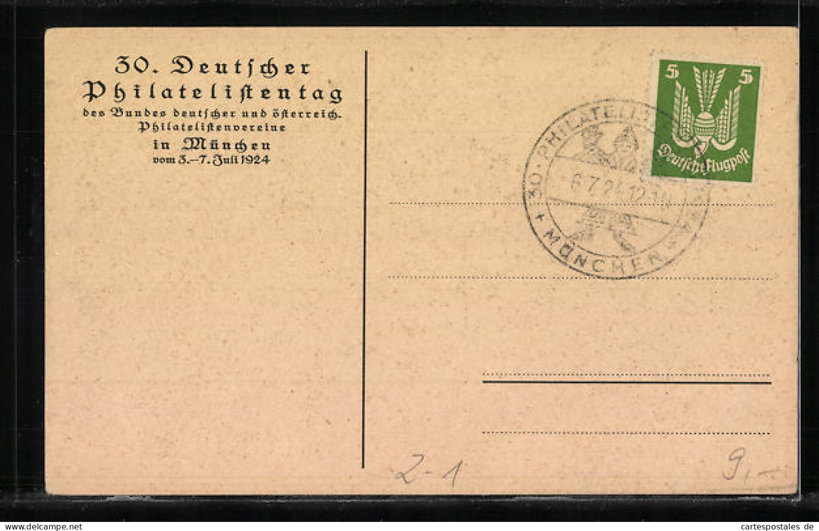 Künstler-AK München, 30. Deutscher Philatelisten-Tag 1924, Stadtmotiv Mit Mönch, Briefmarken Von Bayern  - Briefmarken (Abbildungen)