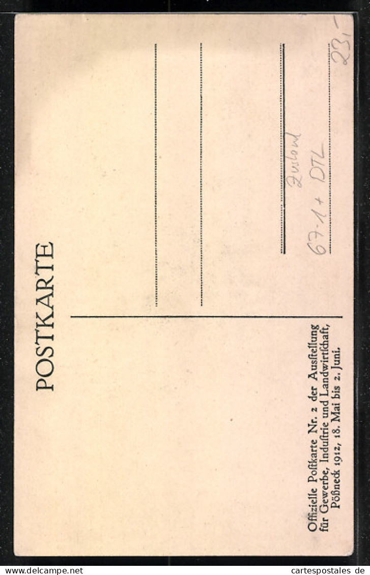 Künstler-AK Pössneck, Ausstellung Für Gewerbe Industrie Und Landwirtschaft 1912  - Expositions