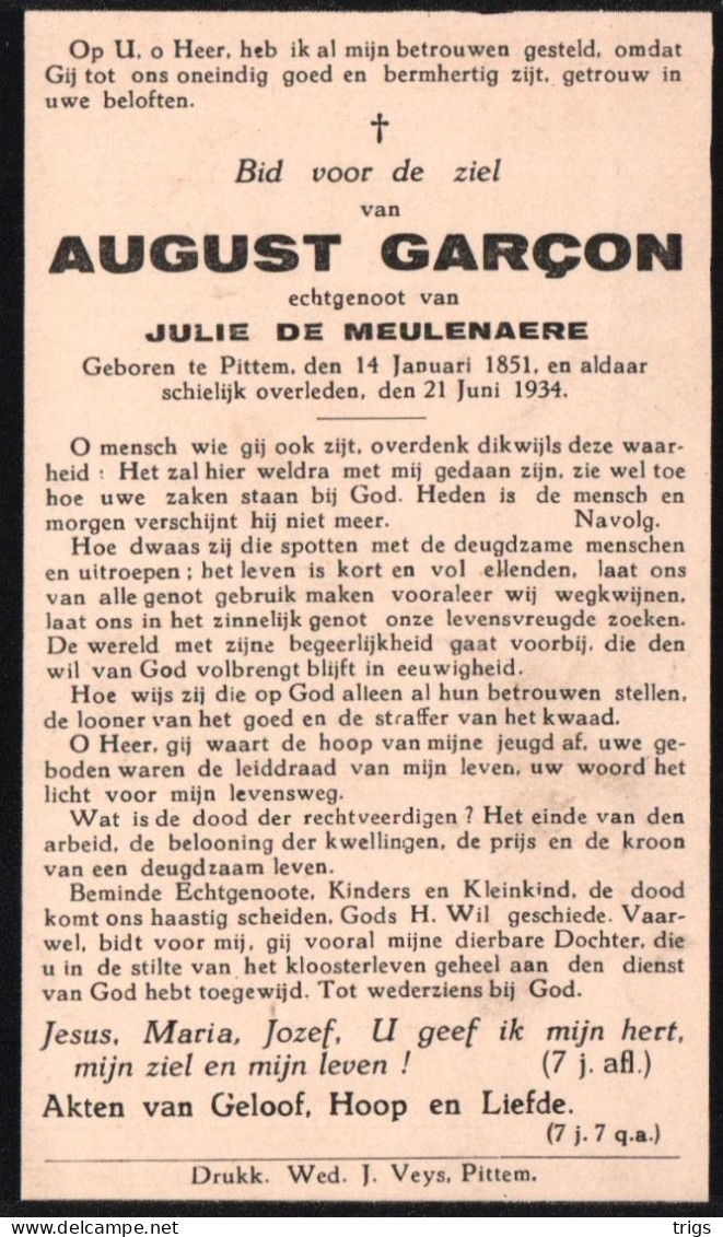 August Garçon (1851-1934) - Devotion Images