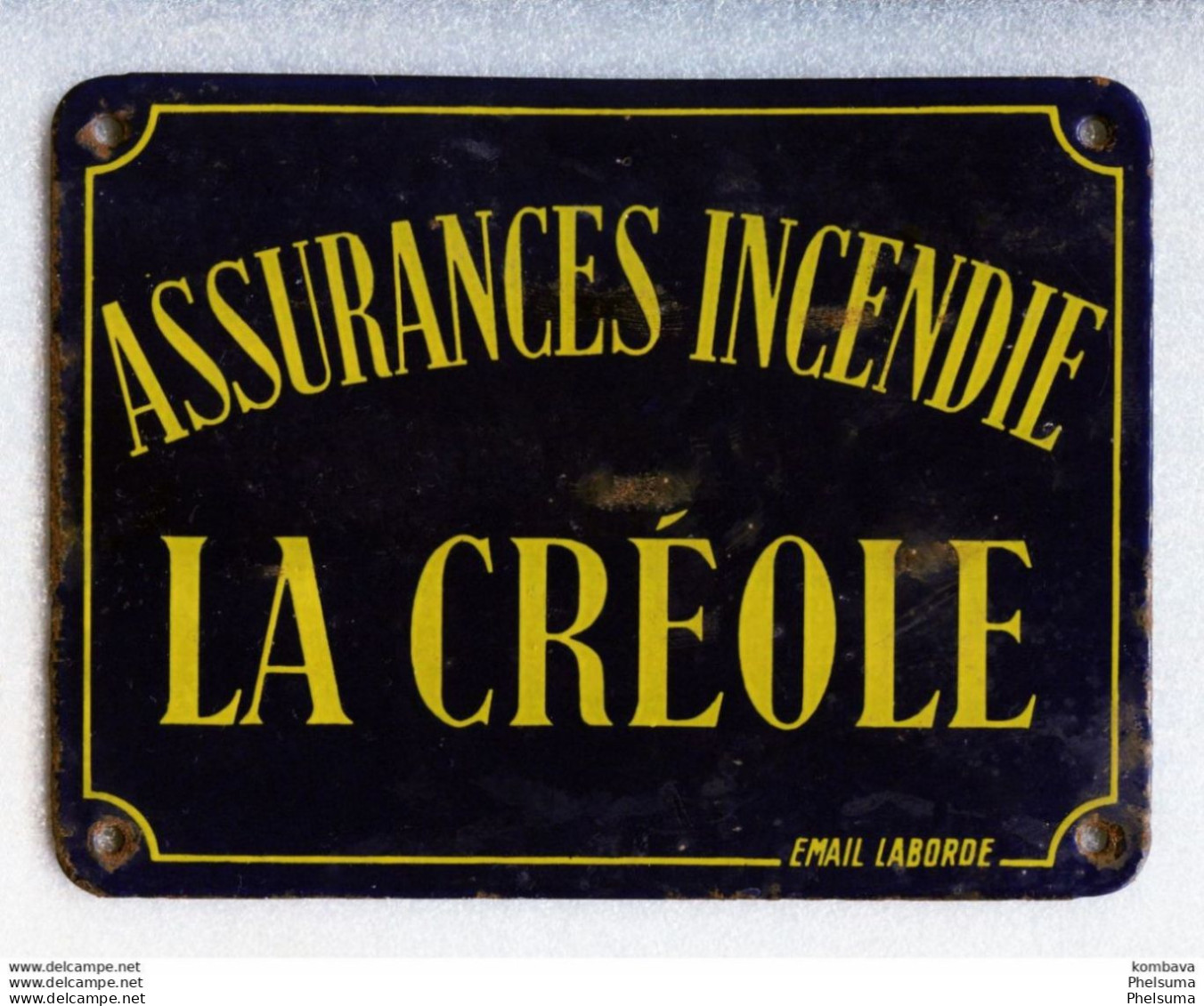 Très Rare - Ile De La Réunion - Plaque émaillée (Laborde) " Assurance Incendie - LA CREOLE - Assurance