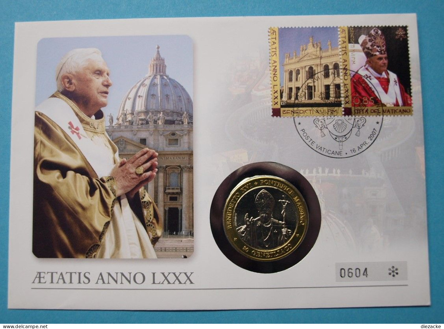 Vatikan 2007 Numisbrief Mit Medaille Benedikt XVI. Aetatis Anno LXXX ST (Num116 - Non Classés