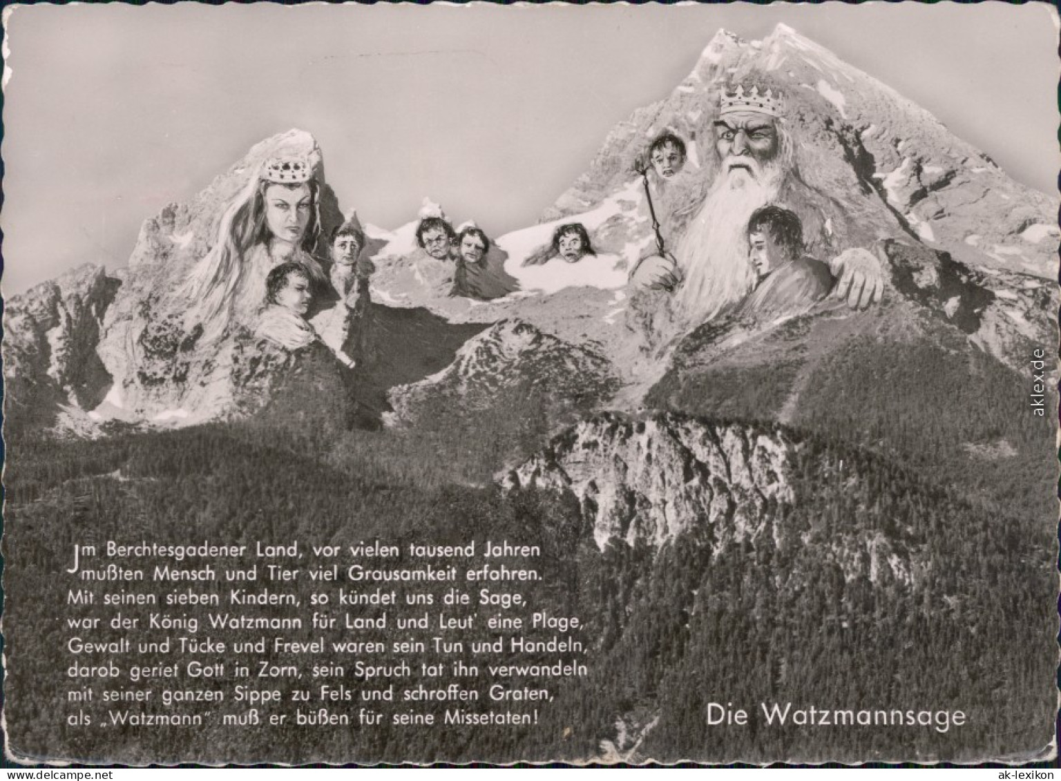 Ansichtkarte  Berchtesgaden Die Watzmannsage 1958 - Berchtesgaden