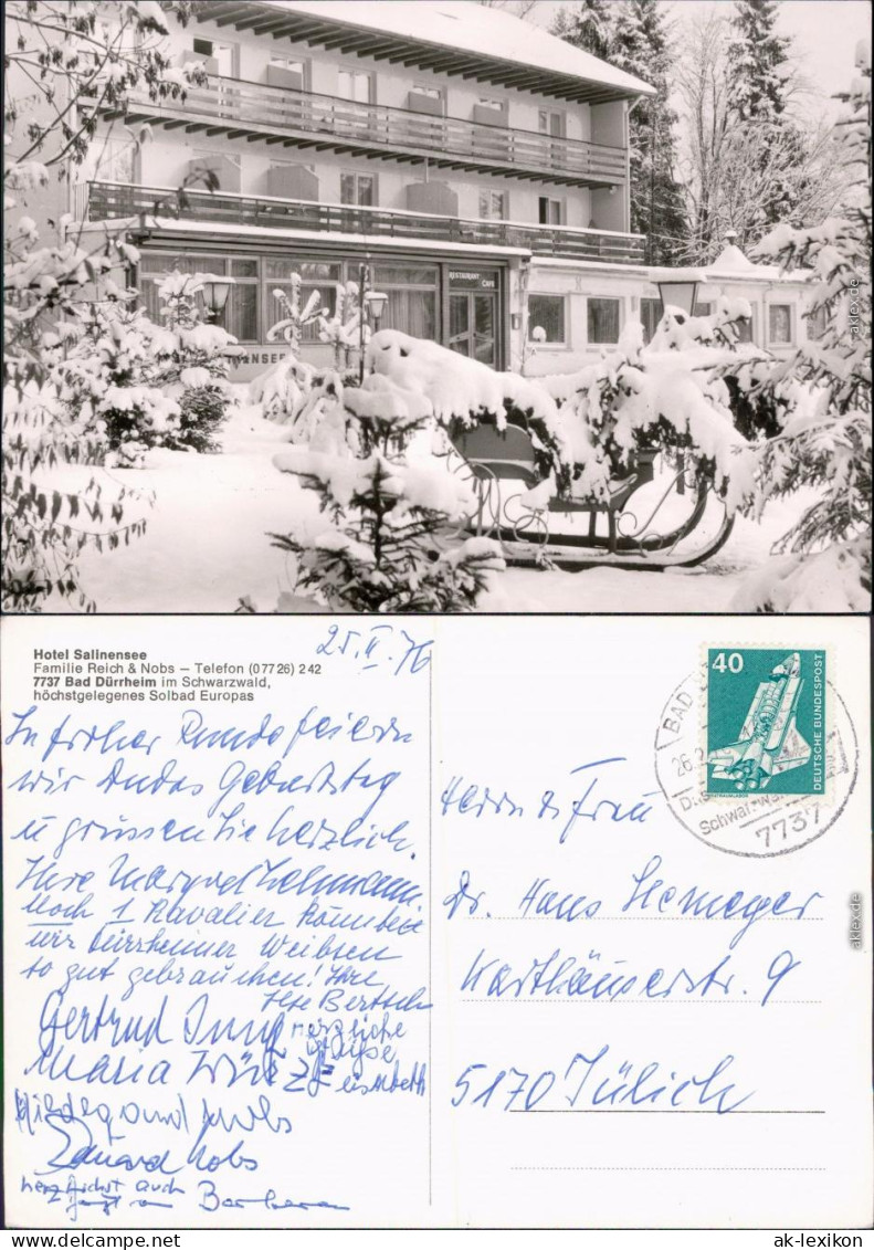 Bad Dürrheim Hotel "Salinensee" - Außenansicht - Winterliche Szene 1976  - Bad Duerrheim