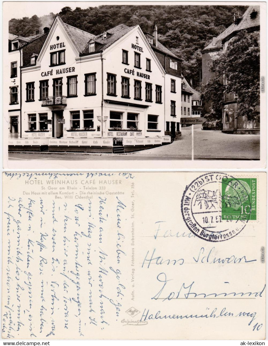 Foto Ansichtskarte Sankt Goar Am Rhein Hotel Weinhaus Cafe Hauser 1956 - St. Goar
