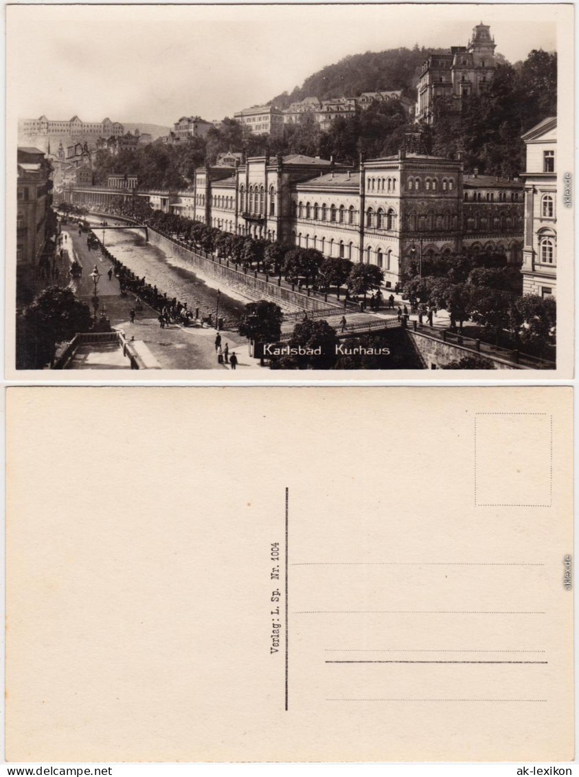 Karlsbad Karlovy Vary Kollonade  - Belebt Foto Ansichtskarte  1932 - Tschechische Republik