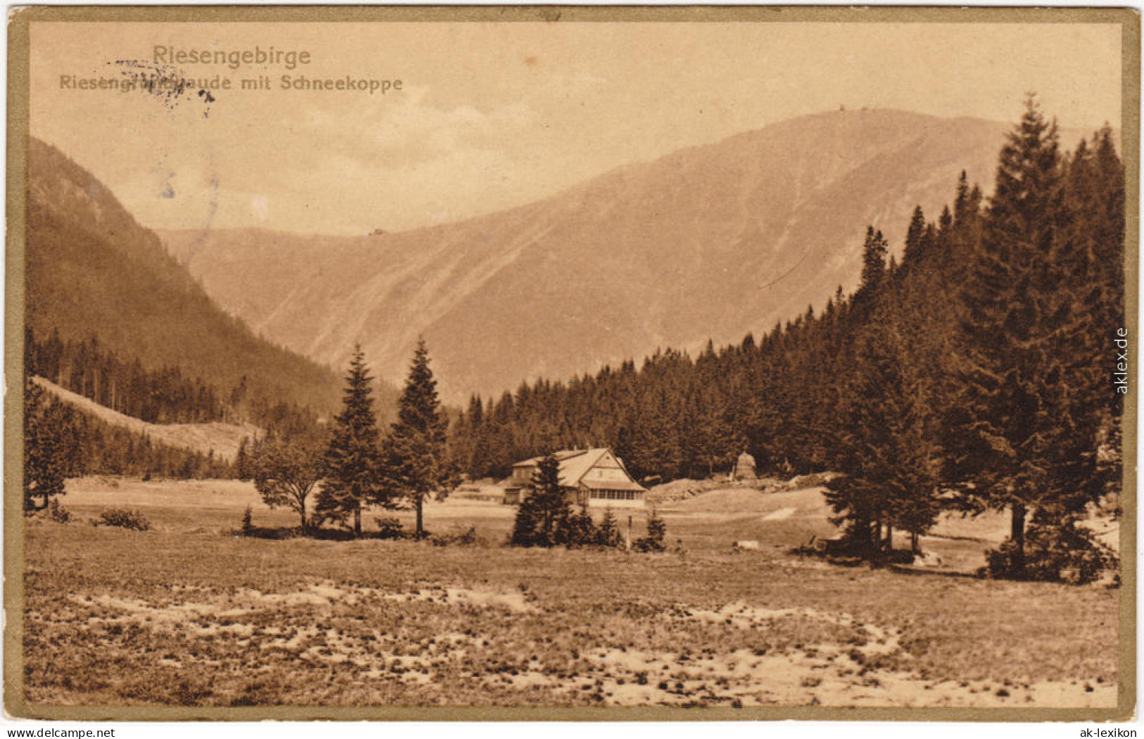 Ansichtskarte  Krummhübel Karpacz Riesenbaude Und Schneekoppe (Goldrand) 1928 - Poland