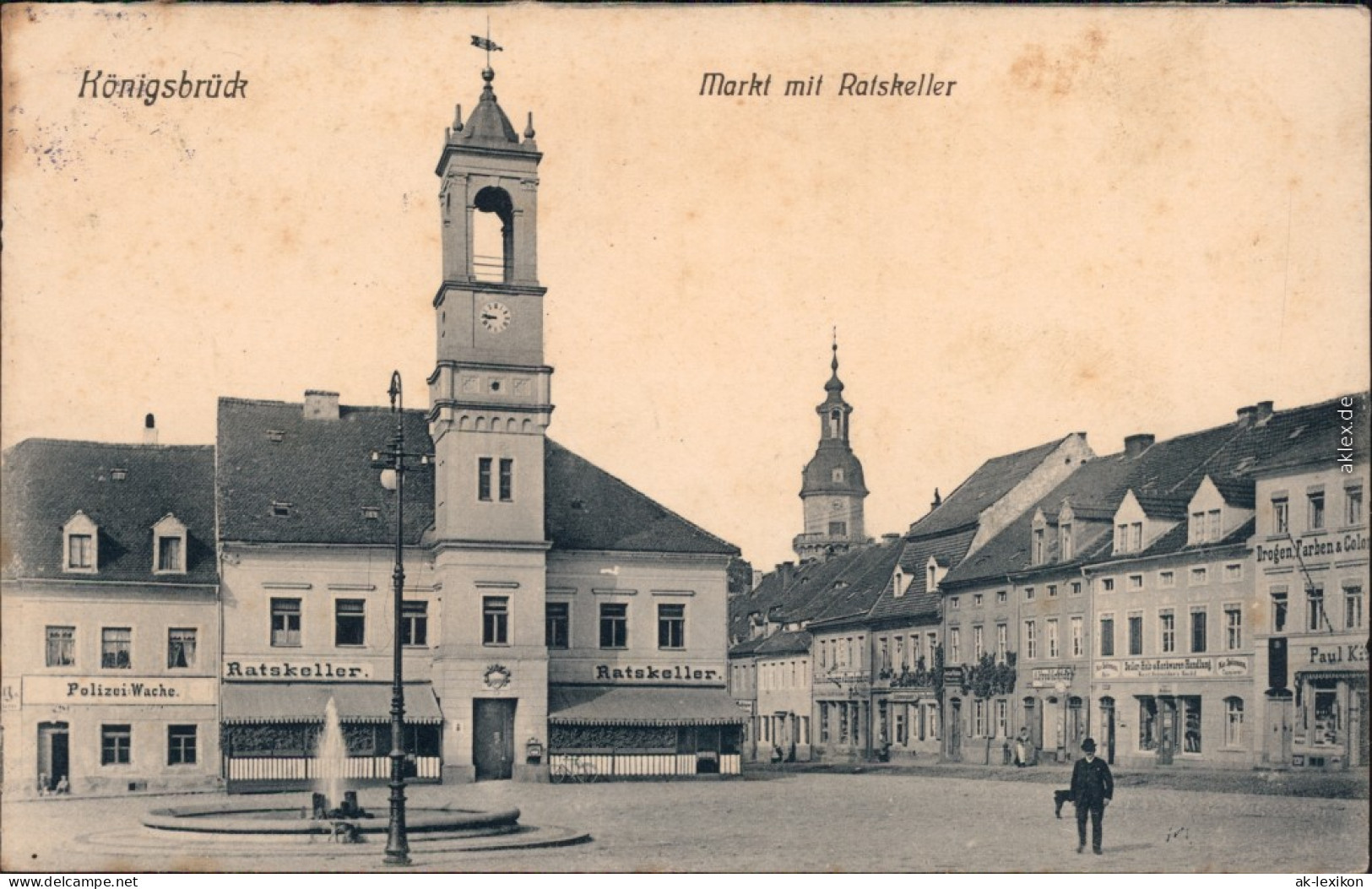 Königsbrück Kinspork Marktplatz Mit Ratskeller Und Polizei Wache 1912 - Königsbrück