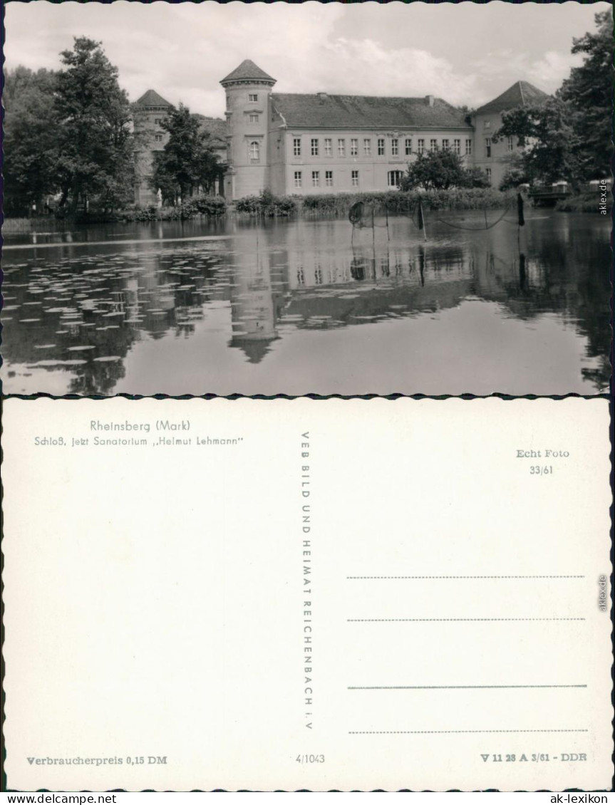 Ansichtskarte Rheinsberg Schloss Mit Teichanlage 1961 - Rheinsberg