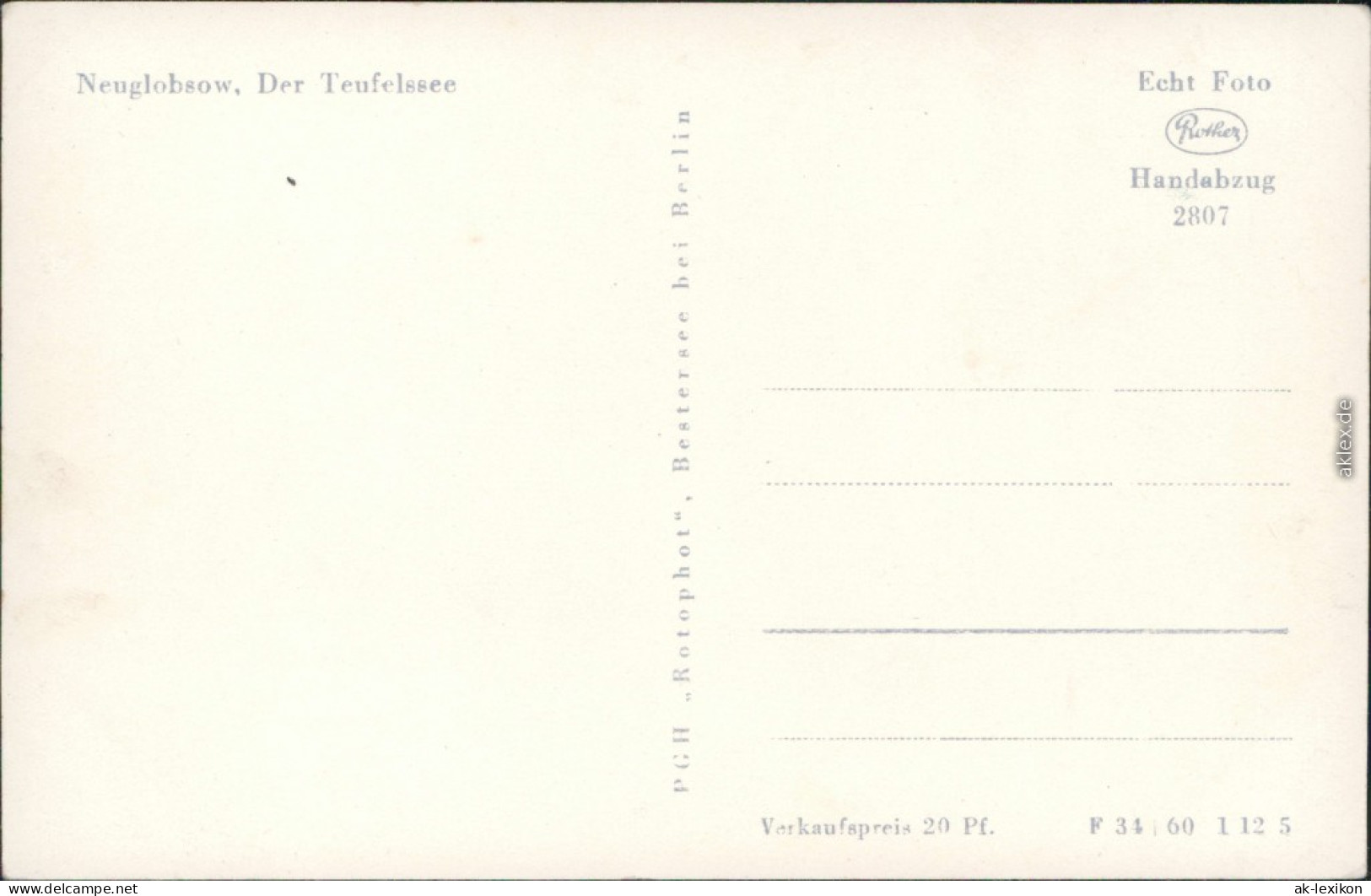 Ansichtskarte Neuglobsow-Stechlin Teufelssee 1960 - Neuglobsow