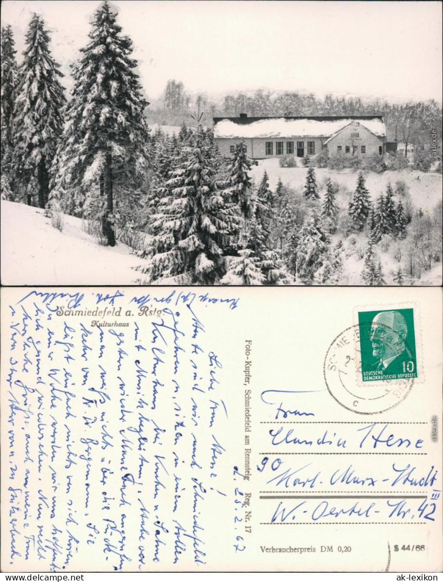 Ansichtskarte Schmiedefeld (Rennsteig) Kulturhaus Im Winter 1967 - Schmiedefeld