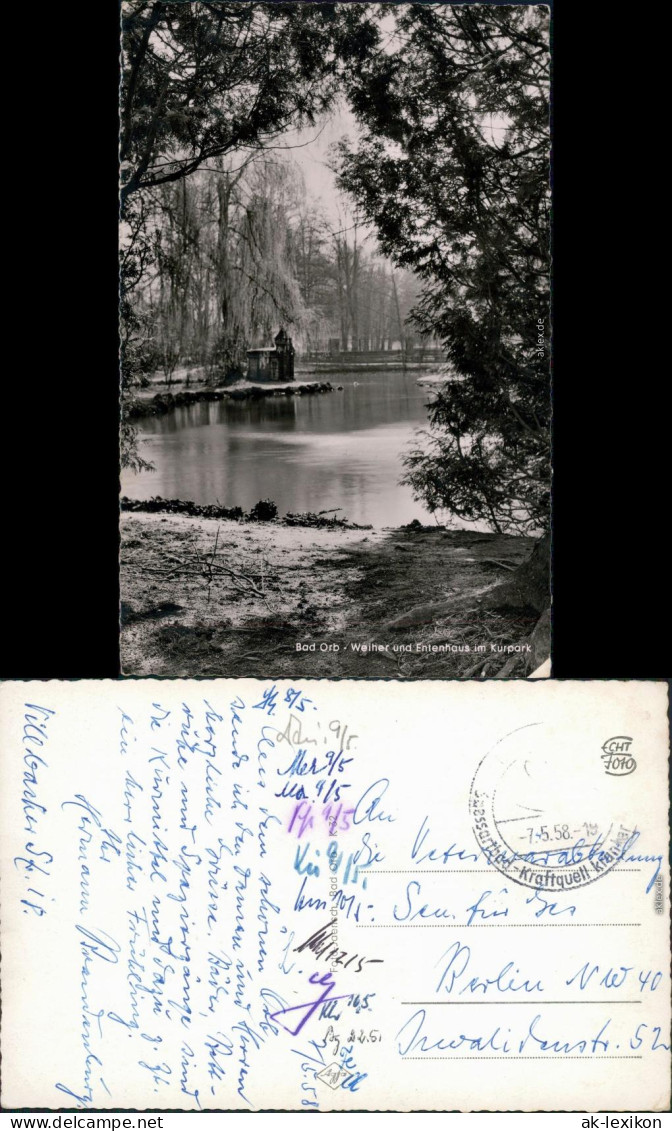 Ansichtskarte Bad Orb Weiher Und Entenhaus Im Kurpark 1958 - Bad Orb