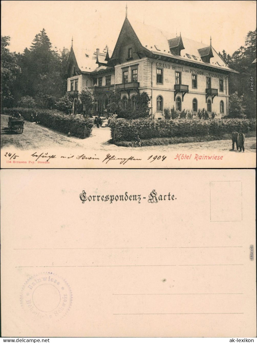 Rainwiese Mezní Louka Partie Am Hotel Rainwiese B Hřensko Tetschen Děčín 1904 - Tschechische Republik