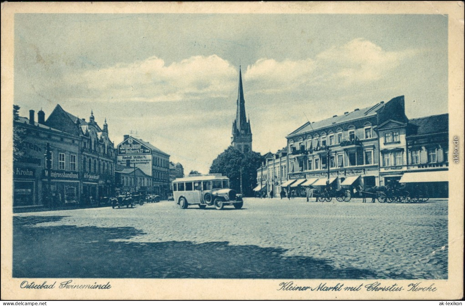 Swinemünde Świnoujście Bus Kleiner Markt Mit Christus Kirche 1928  - Poland