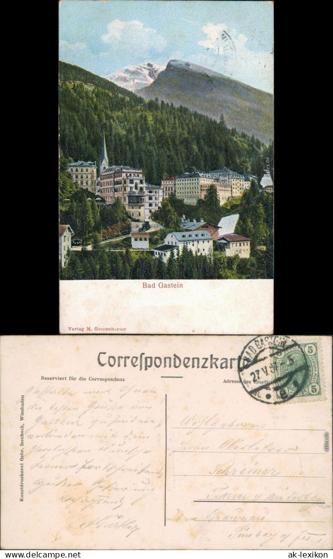 Bad Gastein Panorama Ausschnitt Mit Bergen 1907 Reliefkarte - Bad Gastein