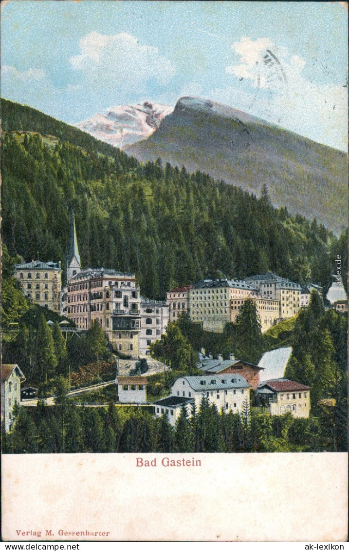 Bad Gastein Panorama Ausschnitt Mit Bergen 1907 Reliefkarte - Bad Gastein