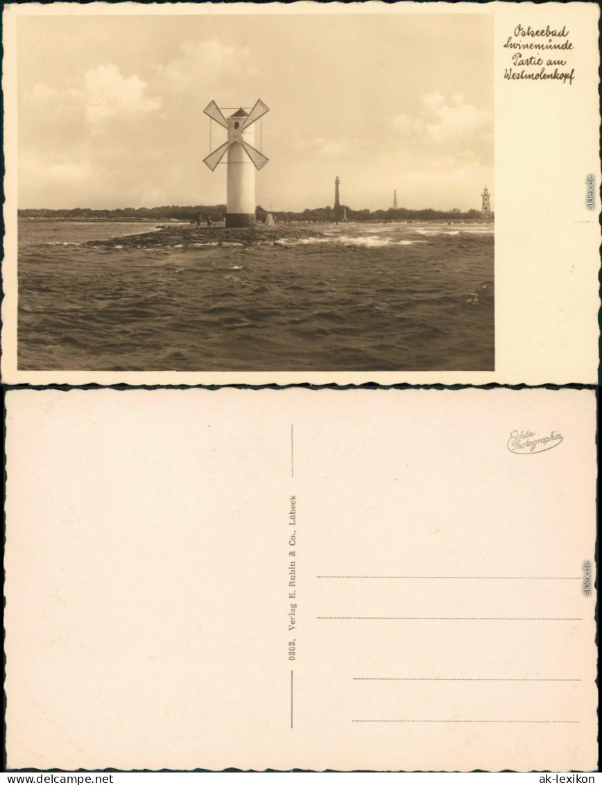 Ansichtskarte Swinemünde Świnoujście Seenotzeichen - Westmolenkopf 1932  - Polonia
