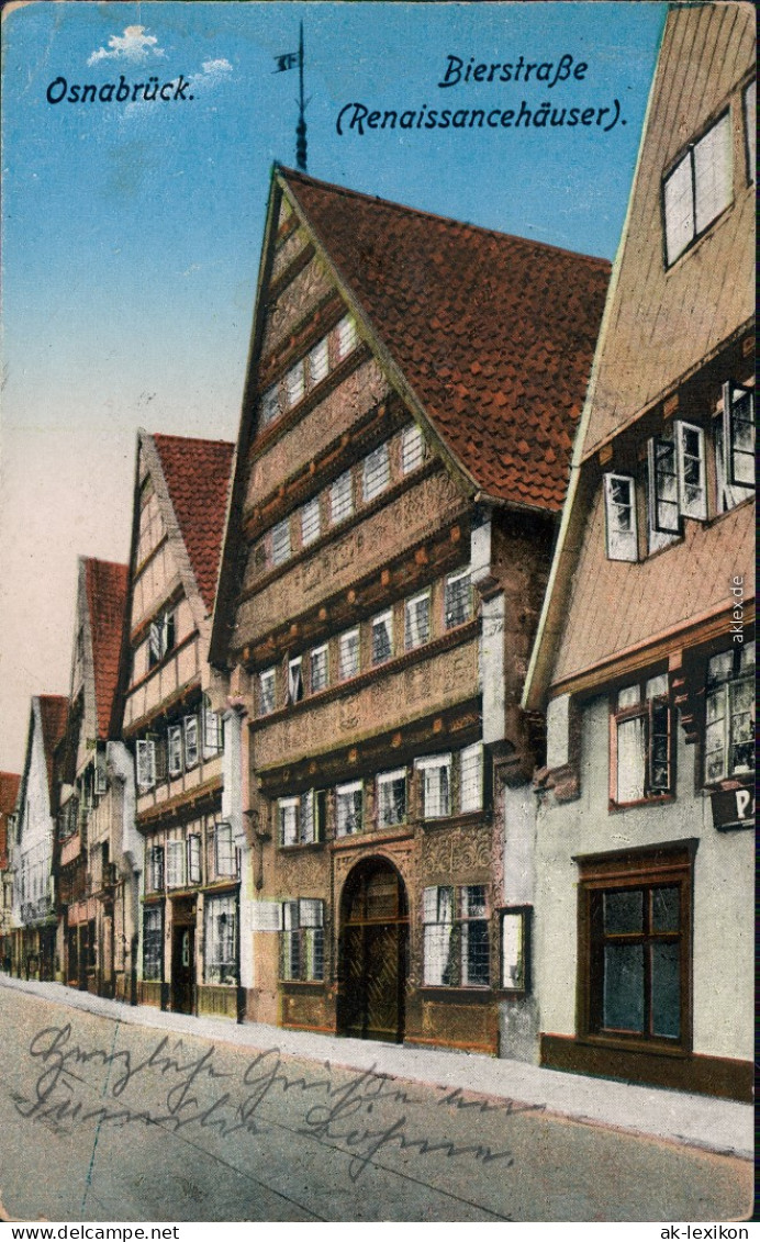 Osnabrück Bierstraße Mit Renaissancehäuser Ansichtskarte 1927 - Osnabrueck