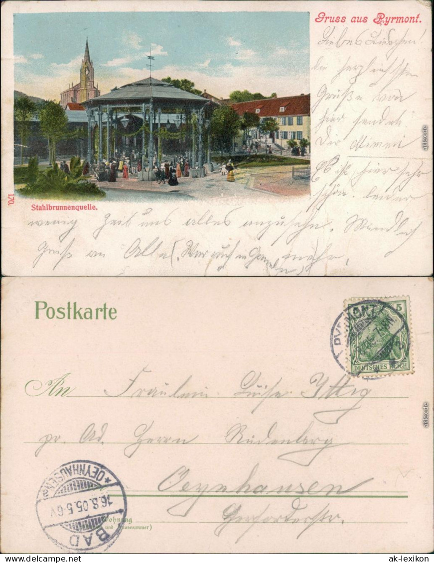 Ansichtskarte Bad Pyrmont Partie An Der Stahlbrunnenquelle - Kirche 1905  - Bad Pyrmont