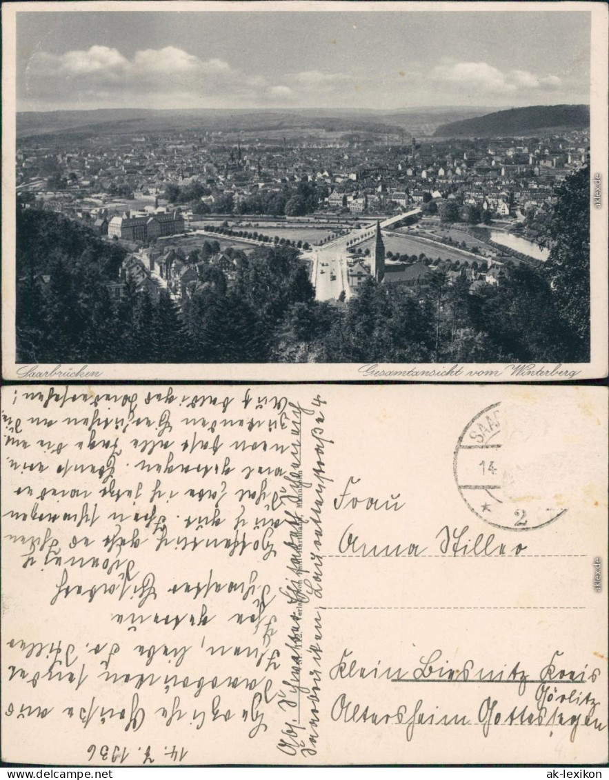 Ansichtskarte Saarbrücken Panorama-Ansicht Vom Winzerberg 1936 - Saarbruecken