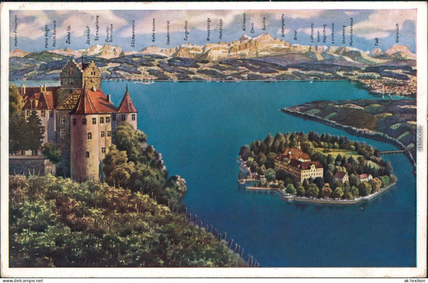 Ansichtskarte Konstanz Künstlerkarte Stadt, Insel Mainau Und Konstanz 1934  - Konstanz