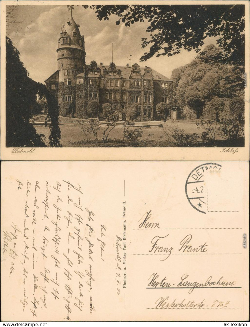 Ansichtskarte Detmold Schloss 1936 - Detmold