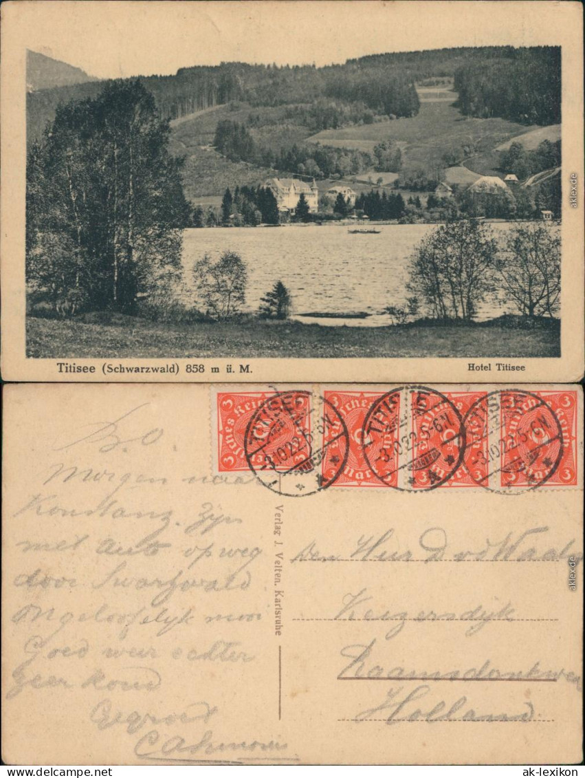 Ansichtskarte Titisee-Neustadt Titisee Und Hotel 1922 - Titisee-Neustadt