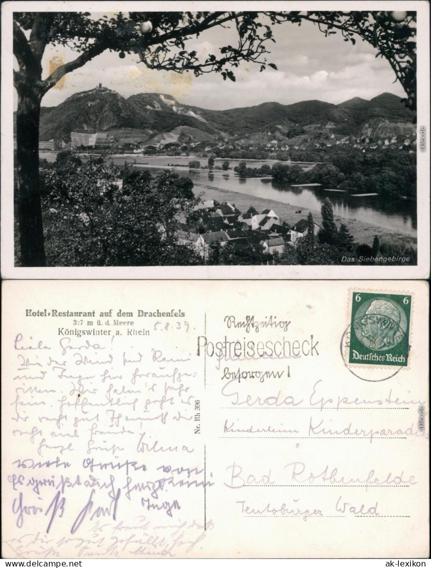 Ansichtskarte Königswinter Panorama-Ansicht Mit Siebengebirge 1939 - Koenigswinter
