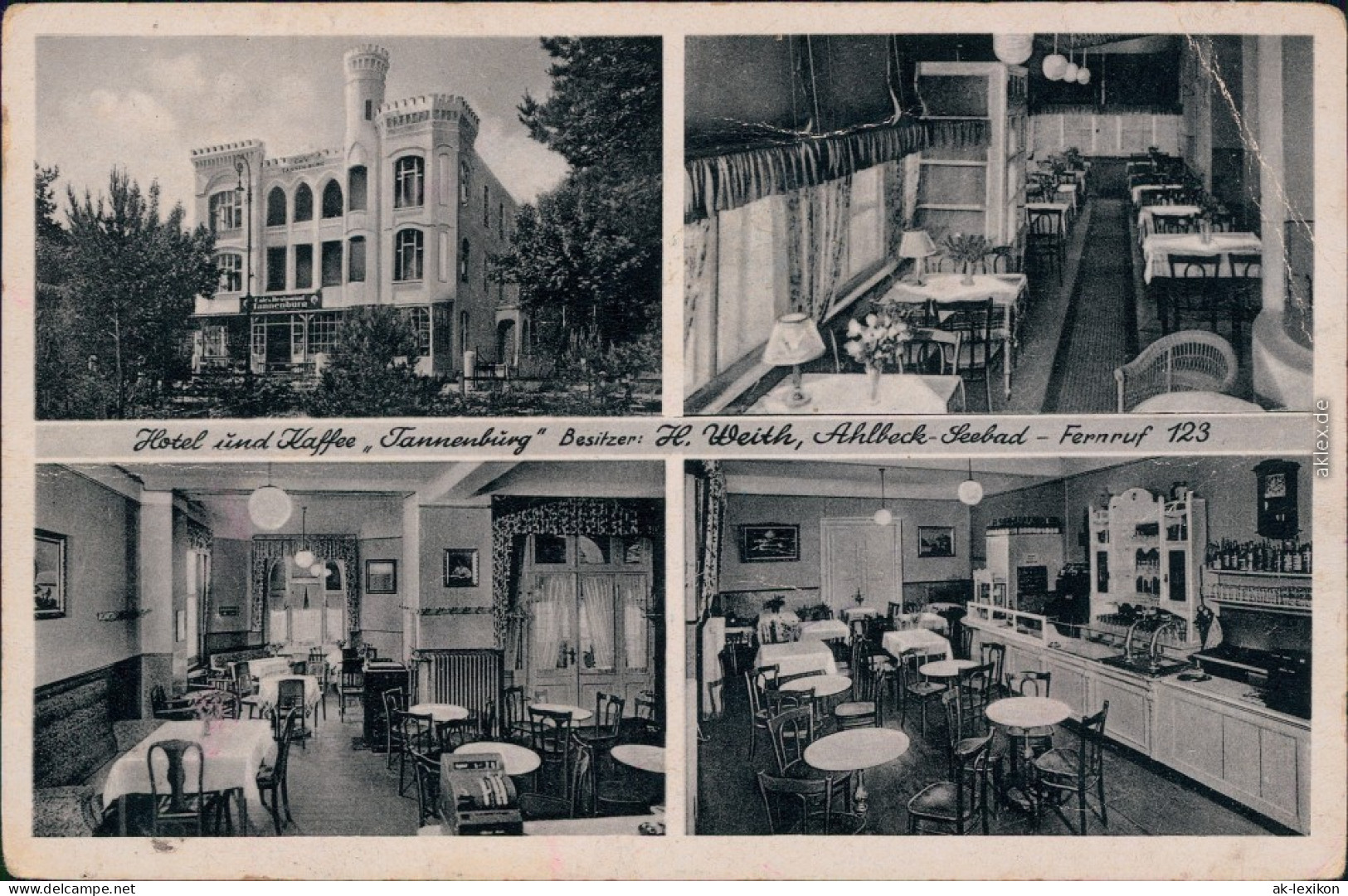 Ahlbeck (Usedom) 4 Bild: Innen Und Außen Hotel Tannenburg 1940  - Autres & Non Classés