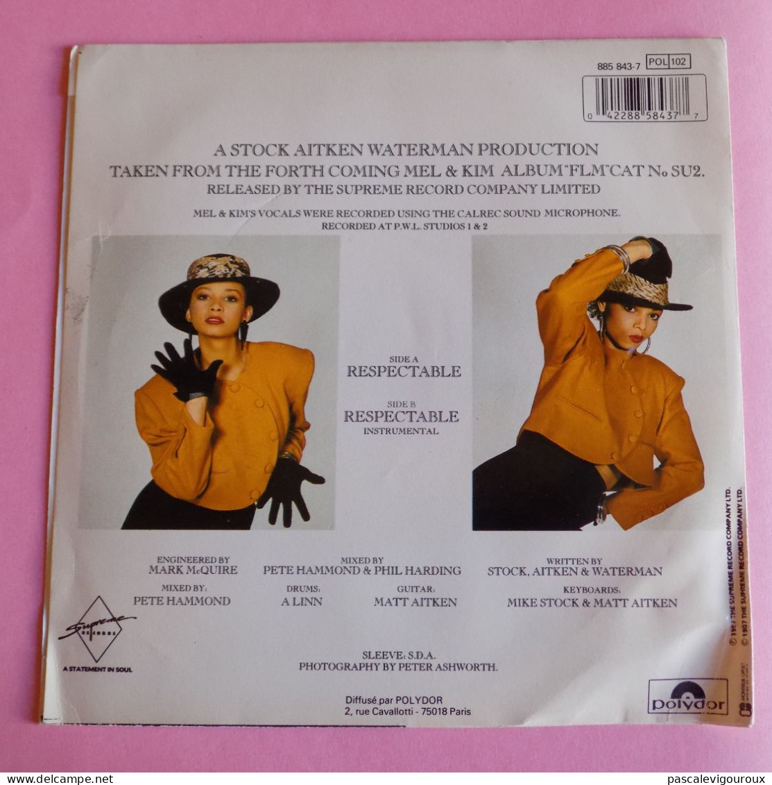 Mel & Kim – Respectable 45 Tours - Autres - Musique Anglaise