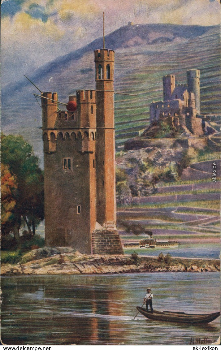 Ansichtskarte Rüdesheim (Rhein) Mäuseturm Und Burg/ Ruine Ehrenfels 1924 - Ruedesheim A. Rh.