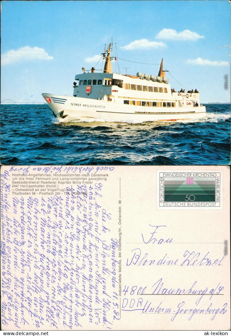 Ansichtskarte  Fährschiff "Stadt Heiligenhafen" 1982 - Ferries