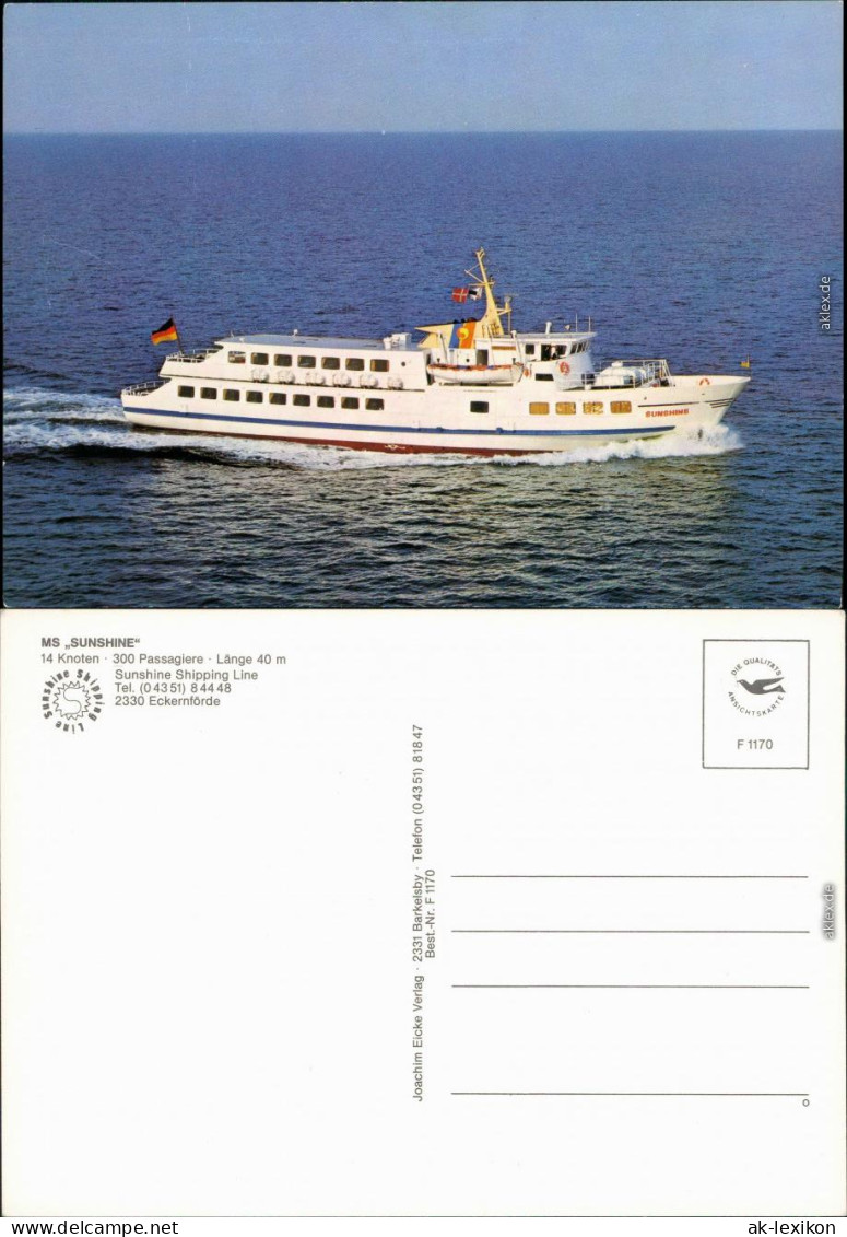 Ansichtskarte  Fährschiff MS "Sunshine" 1985 - Veerboten