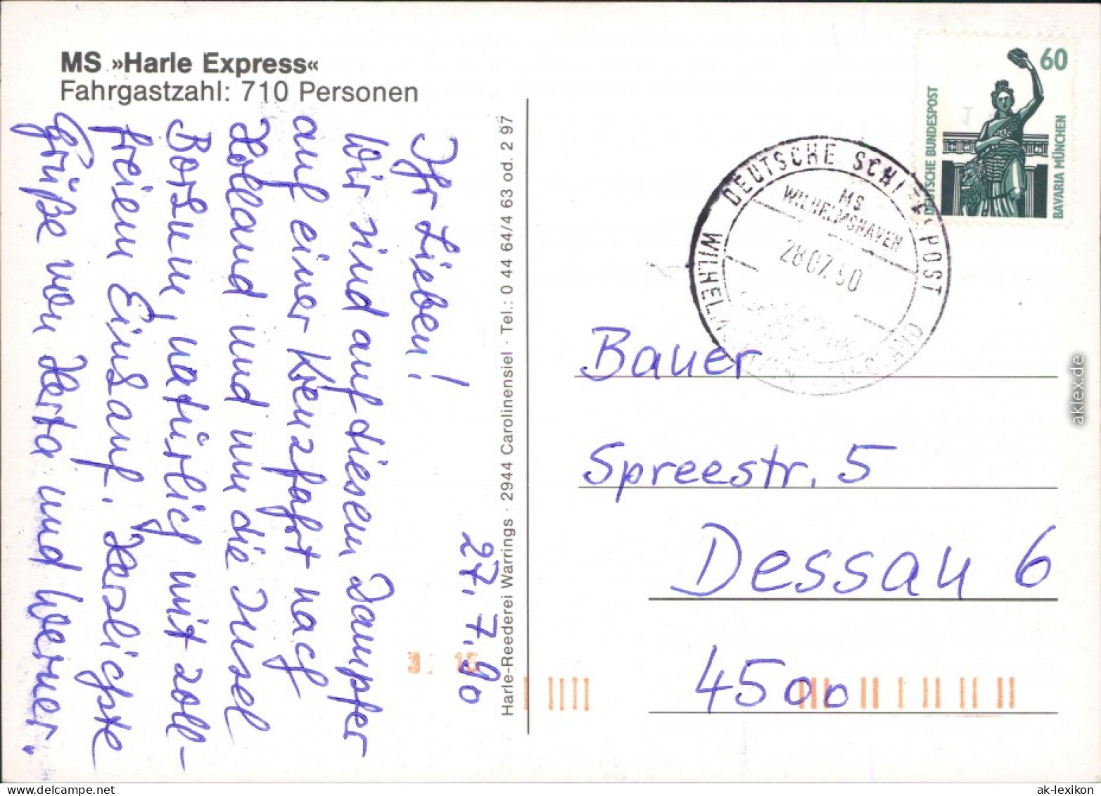 Ansichtskarte  Fähre MS "Harle Express" 1990 - Fähren