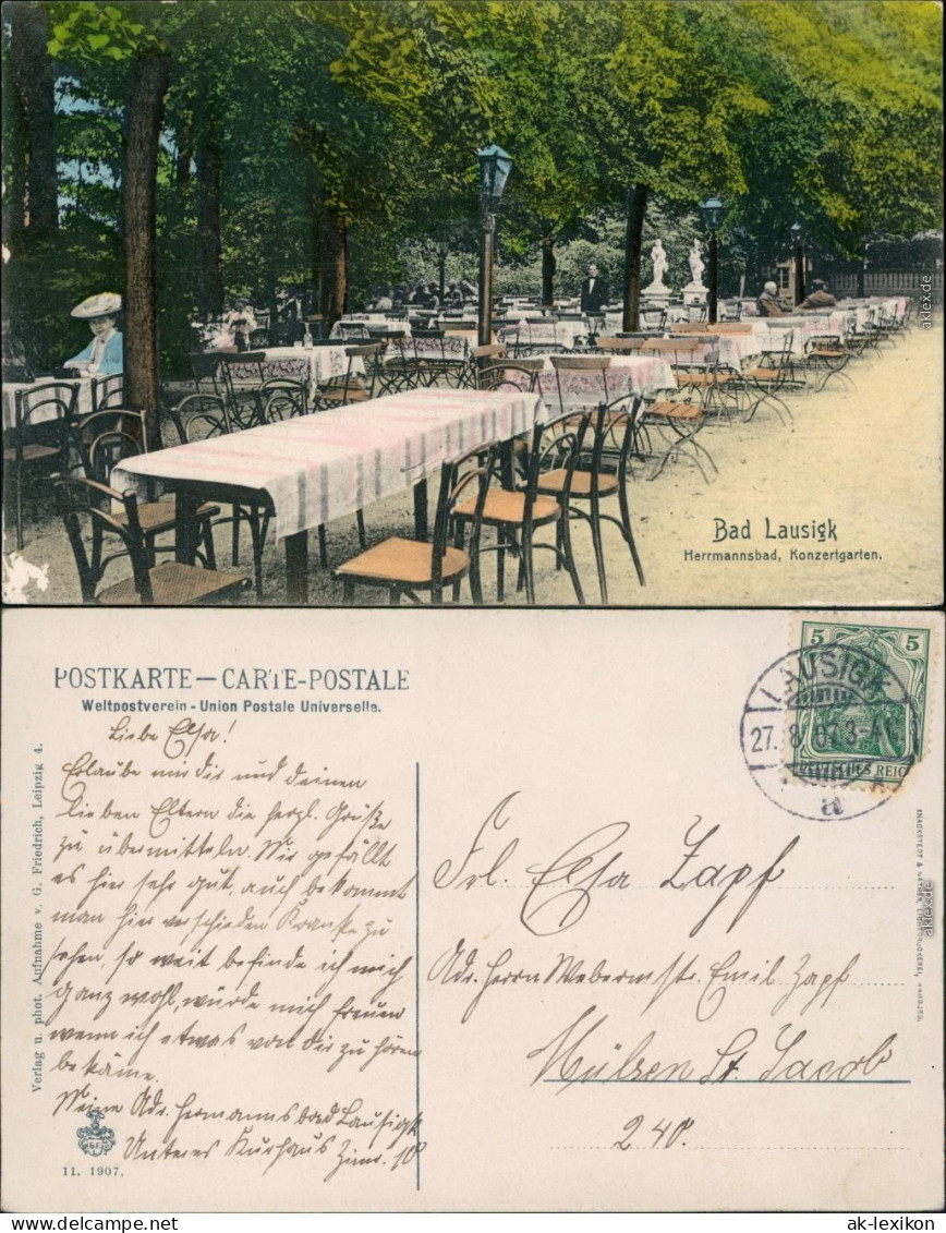 Bad Lausick Lausigk Restauration, Hermannsbad - Konzertgarten 1907  - Bad Lausick