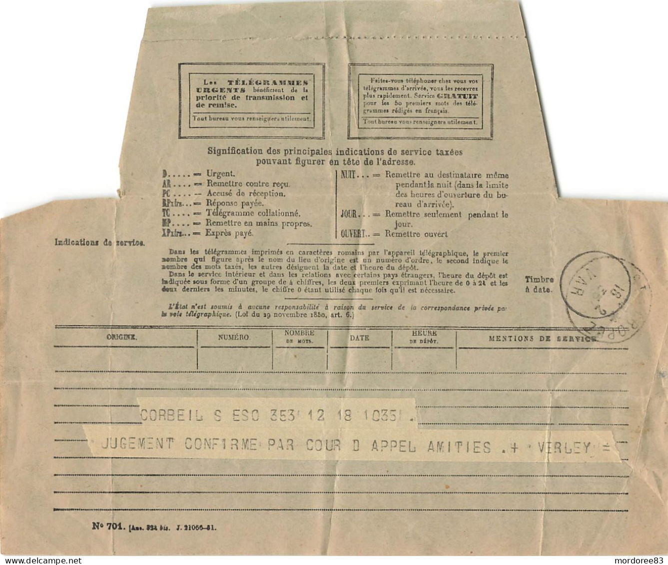 TELEGRAMME SAINT TROPEZ VAR 18/12/1935 - Documents De La Poste