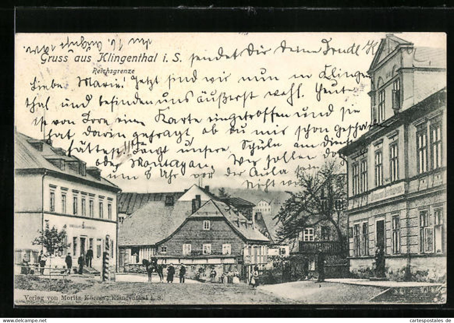 AK Klingenthal I. S., Strassenpartie An Der Reichsgrenze  - Aduana