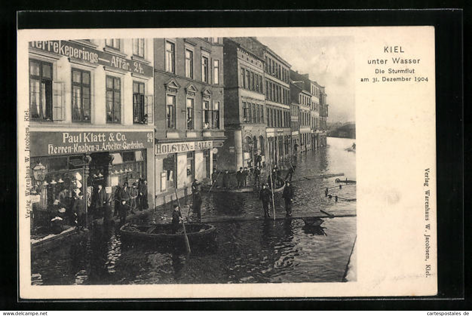 AK Kiel, Hochwasser Am 31. Dezember 1904, Holsten-Halle  - Überschwemmungen