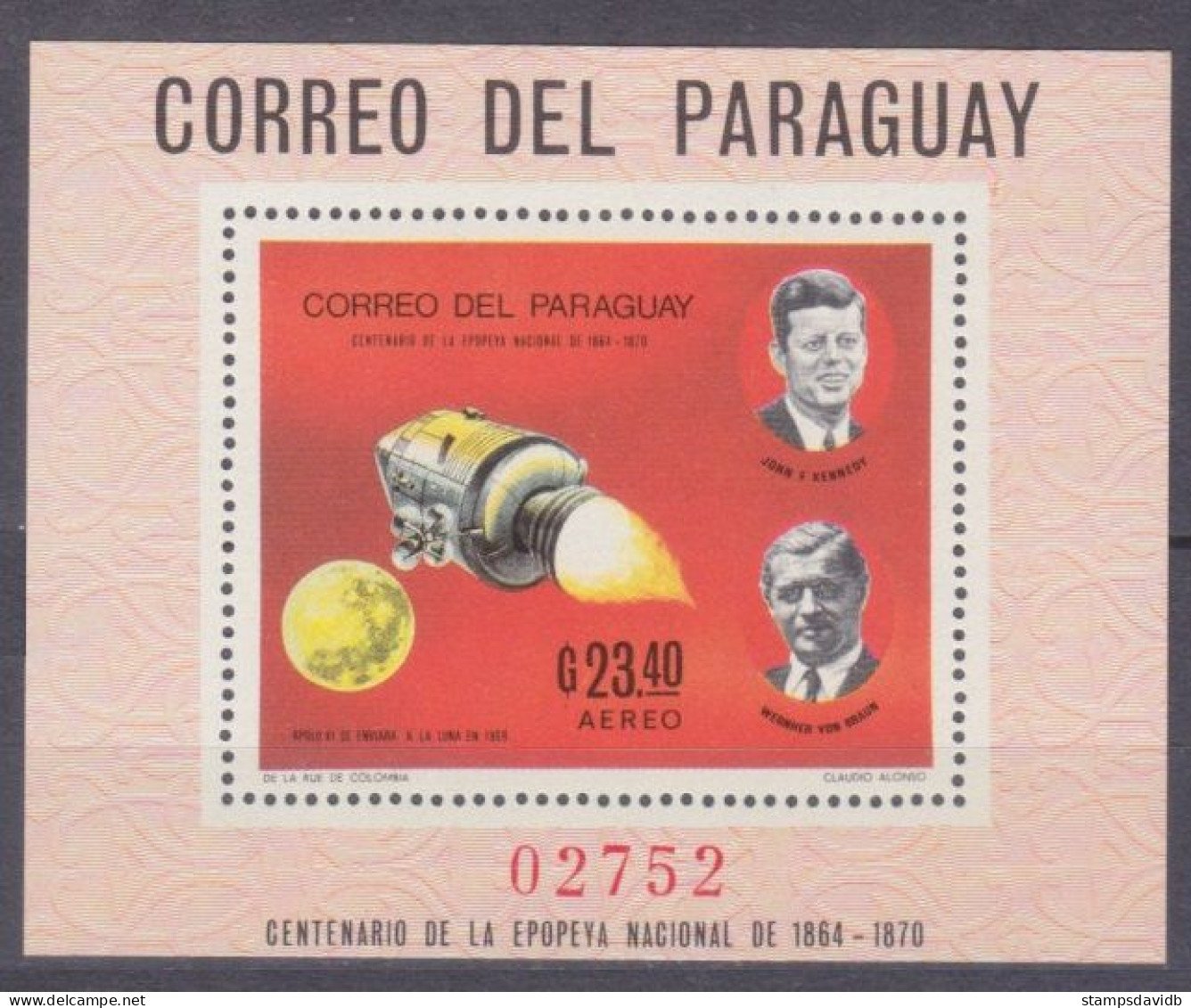 1969 Paraguay 1948/B125 John F. Kennedy / Apollo 11 22,00 € - Amérique Du Sud