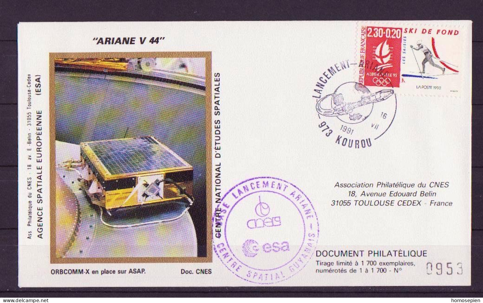 Espace 1991 07 17 - CNES - Ariane V44 - Satellite ORBCOMM X - Europa