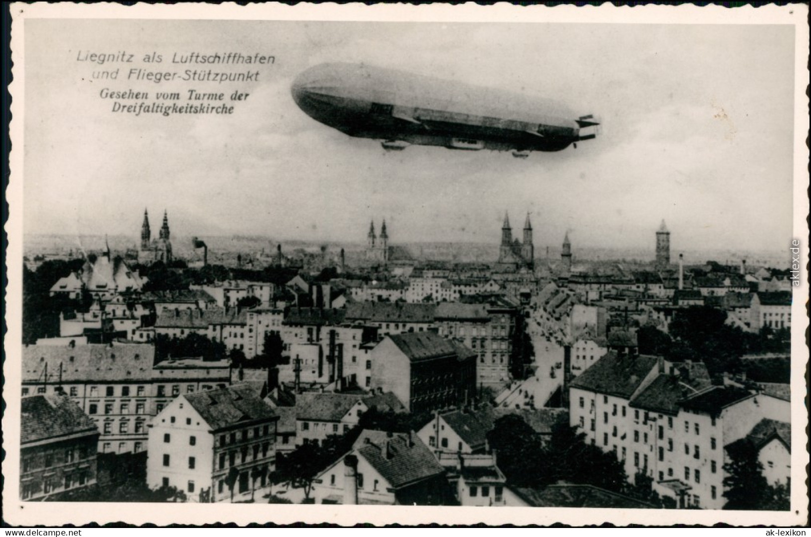 Ansichtskarte Liegnitz Legnica Fotomonatge Zeppelin über Der Stadt 1928  - Polonia