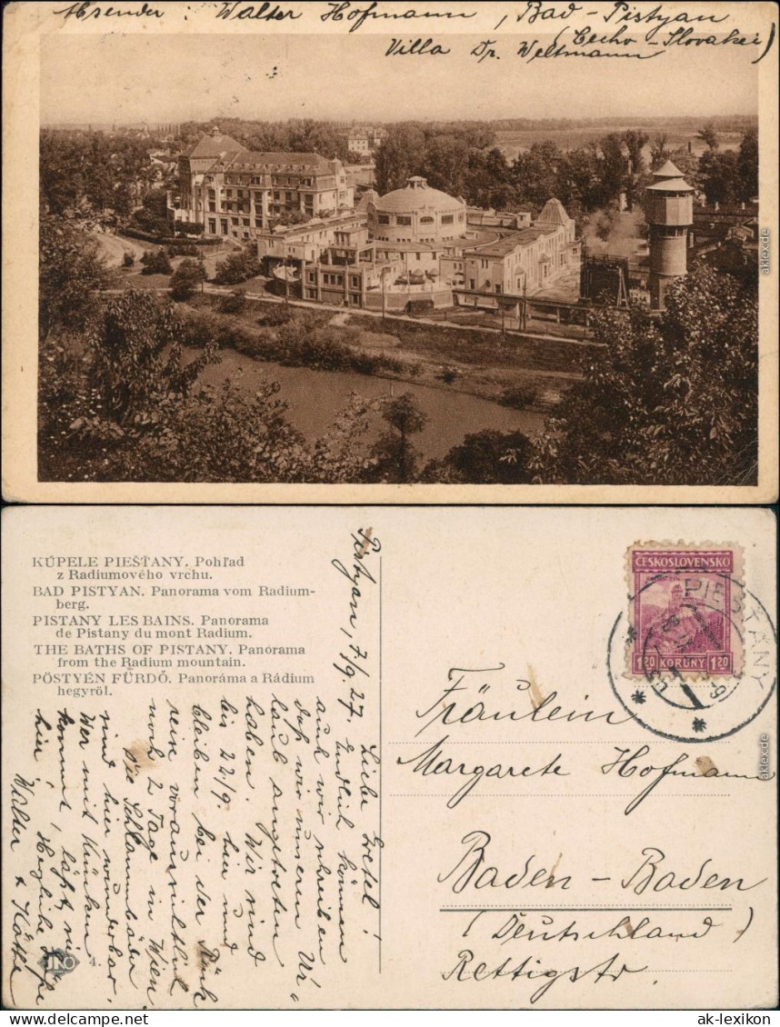 Pistyan Pistian | Piszczany | Piešťany (Pöstyény)  Vom Radiumberg 1927 - Slowakei