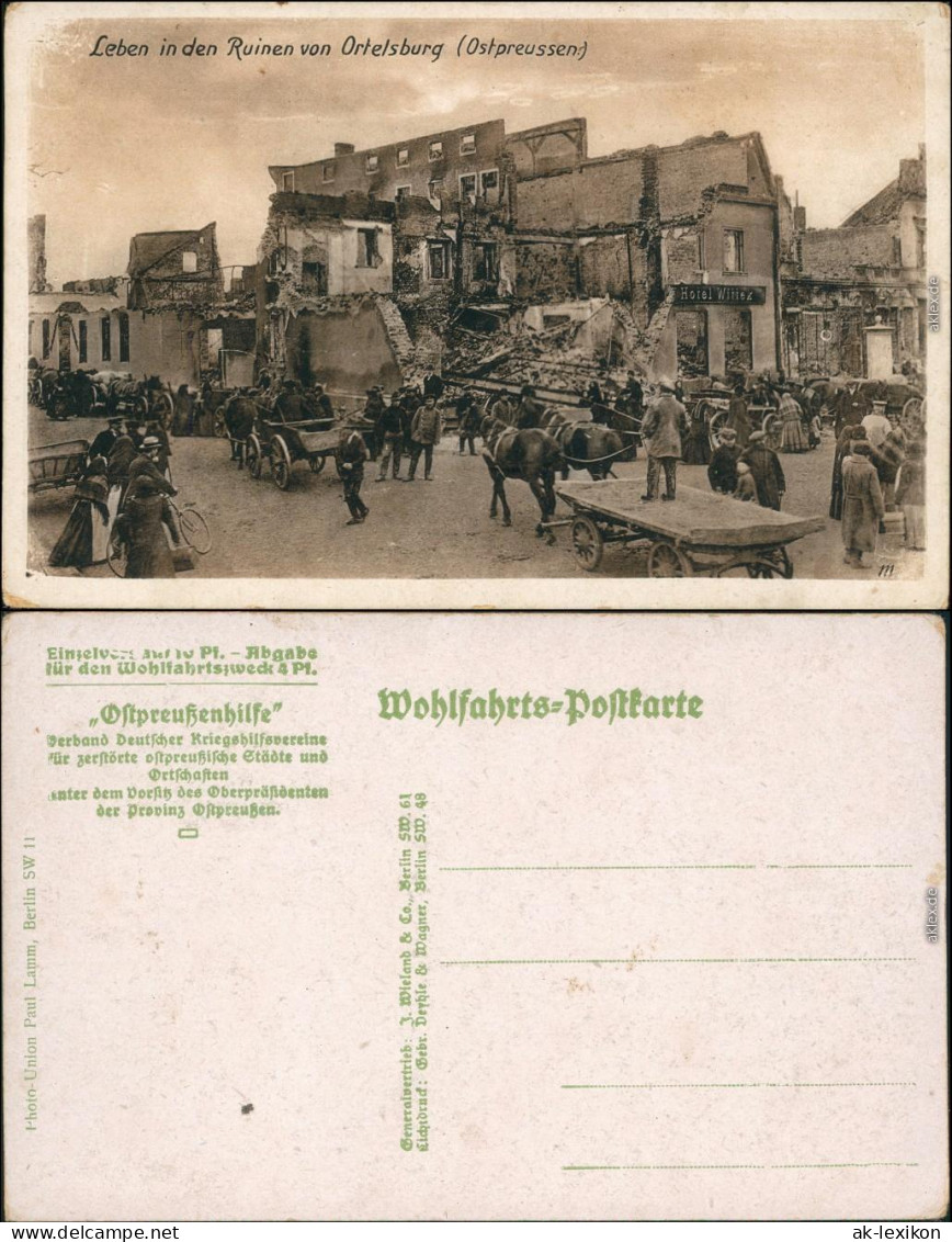 Ortelsburg (Ostpreußen) Szczytno Ruinen - Erster Weltkrieg 1915  - Polonia