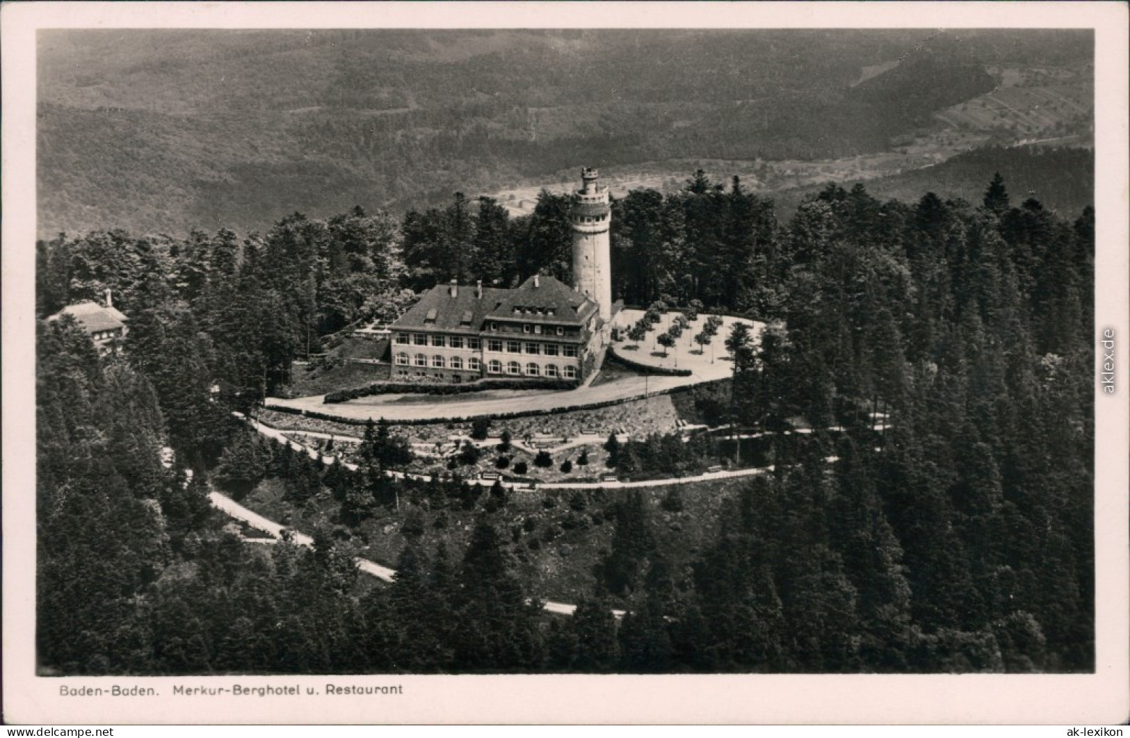 Ansichtskarte Baden-Baden Luftbild Hotel Merkur 1939  - Baden-Baden