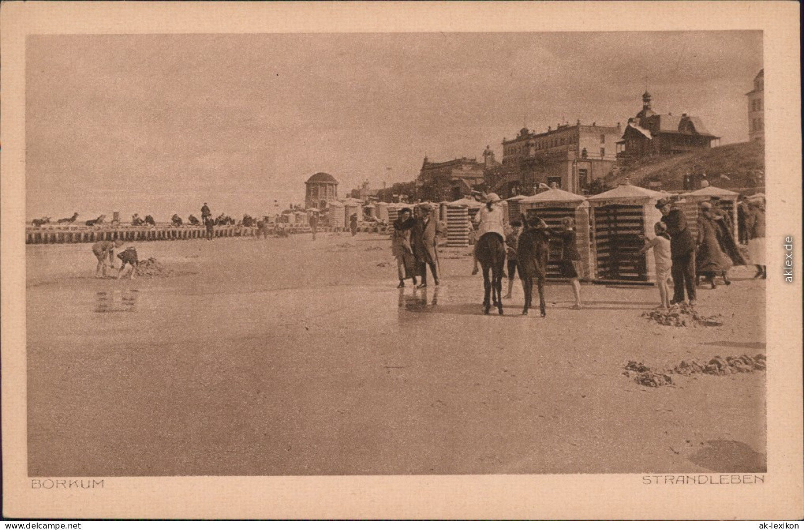 Ansichtskarte Borkum Strandleben, Strandkörbe - Hotel 1924  - Borkum